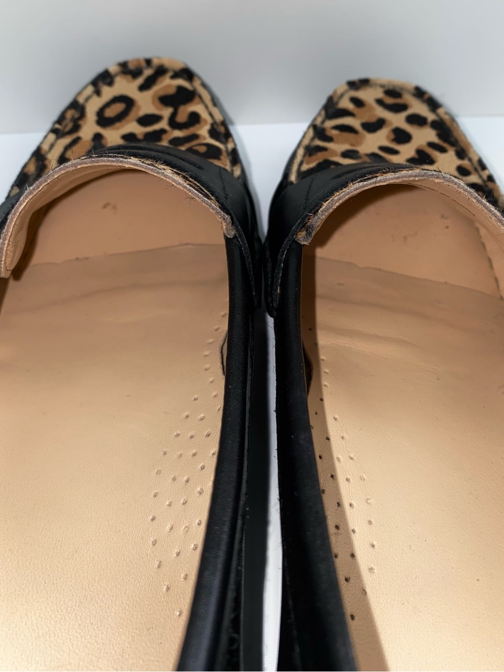 NWOT Cole Haan Black Leather Loafers with Leopard Print Calf Hair Vamp - Picture 9 of 10